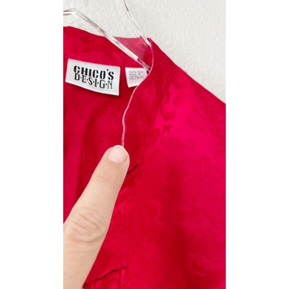 Chico's Design Vintage Chinese Japanese Harajuku Red Brocade Silk Jacket - Picture 9 of 14